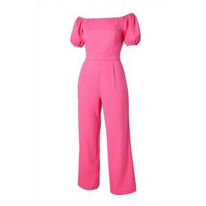 Lilly Pulitzer Jada Pink Off Shoulder‎ Wide Leg Jumpsuit sz 16